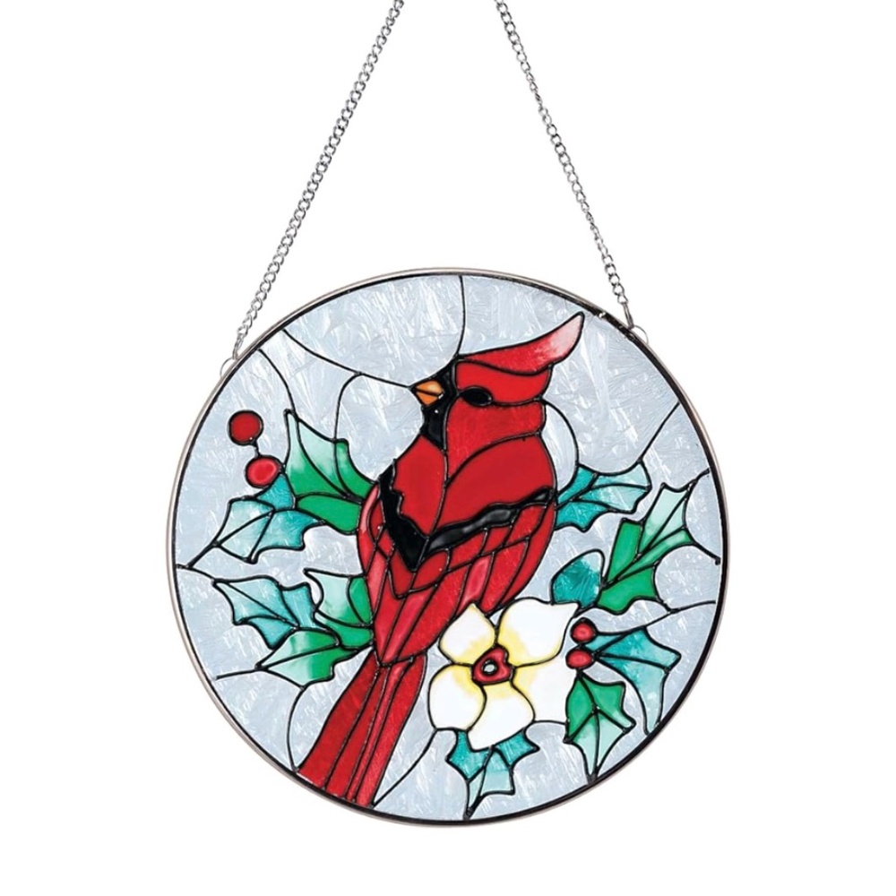 Frebento Cardinal Suncatcher Stained Glass Hanging Metal Chain